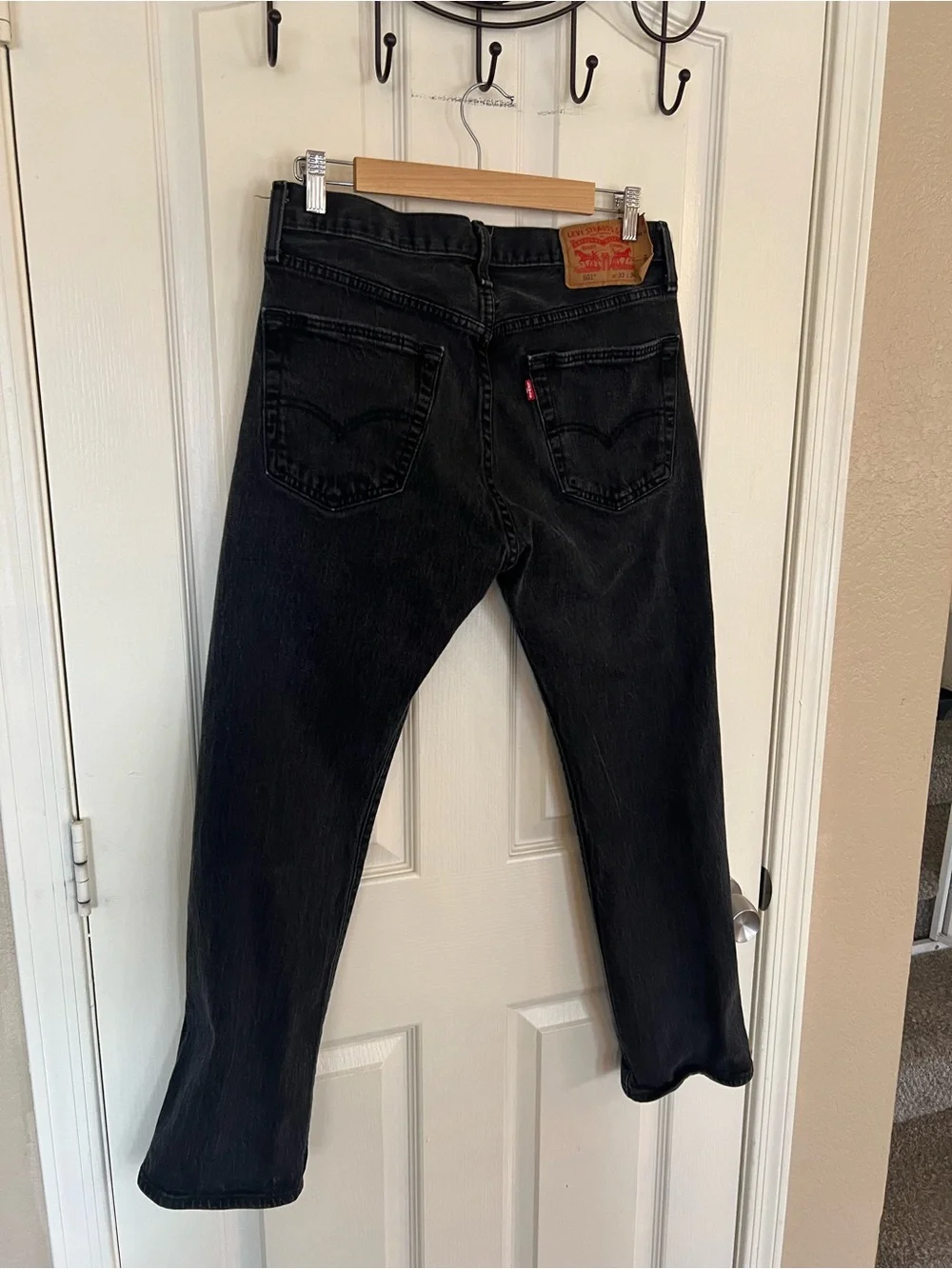 Levi’s 501 Original Black Washed Button Fly Jeans W33 L30